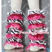Zebra Hot Pink Lace Leg Warmers Leggings with Various Ribbon LG113 