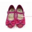 Hot Pink Lace See Through With Bow Slip On Girl Shoes 002HotPink 