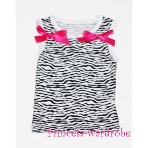 Zebra Print Pettitop with Hot Pink Bow TZ17 