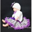White Baby Pettitop & Dark Purple Rosettes with Dark Purple Leopard Baby Pettiskirt NG23 
