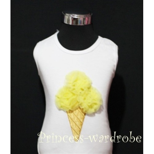 White Tank Top with Yellow Ice Cream TS104 