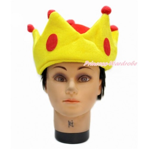Yellow Red King Crown Costume Party Warm Hat H843 