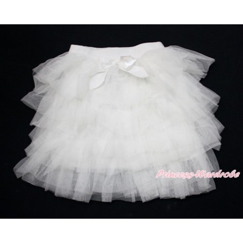 White Chiffon Tiered Layer Skirt Dress B257 
