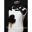 White Tank Top with Black Ice Cream with Bows and Ruffles TS311 