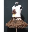 Brown Pettiskirt With Brown Ice Cream White Tank Top MS110 