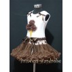 Brown Pettiskirt With Brown Ice Cream White Tank Top with Bows MS210 