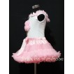 Light Pink Pettiskirt With Light Pink Ice Cream White Tank Top with Light Pink Bows and Ruffles MS301 