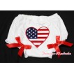 White Bloomers & Patriotic America Flag Heart & Various Bow BL41 