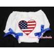 White Bloomers & Patriotic America Flag Heart & Various Bow BL41 