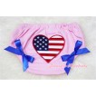 Light Pink Bloomers & Patriotic America Flag Heart & Various Bow BL42 