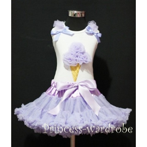 Lavender Pettiskirt With Lavender Ice Cream Tank Top with Bows and Ruffles MS309 