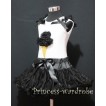Black Pettiskirt With Black Ice Cream White Tank Top with Black Ruffles &Bow MS311 