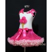 Hot Light Pink Pettiskirt With Hot Pink Ice Cream White Tank Top with Bows and Ruffles MS313 