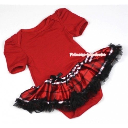 Red Baby Jumpsuit Red Black Checked Pettiskirt JS645 