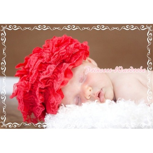 Hot Red Lace Layer Hat with Lovely Flower HA47 