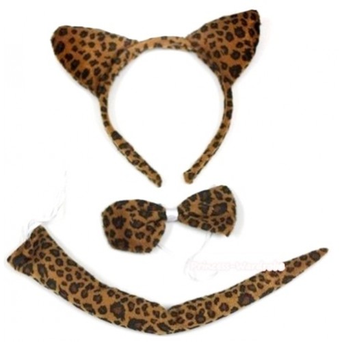 Leopard Print Headband Tie Tail Set PC008 