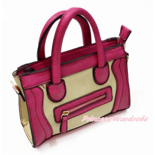 Hot Pink Leather Zipper Cute Handbag Petti Bag Purse CB162 