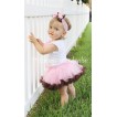 White Baby Pettitop & Light Pink Rosettes with Light Pink Brown Baby Pettiskirt NG48 