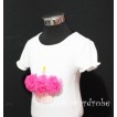 White Birthday Cake Short Sleeves Top with Hot Pink Rosettes TS06 