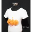 White Birthday Cake Short Sleeves Top with Orange Rosettes TS10 