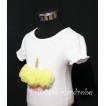 White Birthday Cake Short Sleeves Top with Yellow Rosettes TS11 