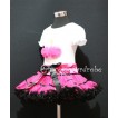 Hot Pink and Black Trim Pettiskirt With White Birthday Cake Short Sleeves Top with Hot Pink Rosette SC09 