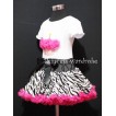 Hot Pink Zebra Pettiskirt With White Birthday Cake Short Sleeves Top with Hot Pink Rosettes SC11 