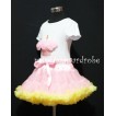 Light Pink and Yellow Pettiskirt With White Birthday Cake Short Sleeves Top with Light Pink Rosette SC18 