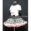 Light Pink Zebra Pettiskirt With White Birthday Cake Short Sleeves Top with Light Pink Rosette SC26 