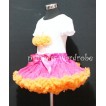 Hot Pink and Orange Pettiskirt With White Birthday Cake Short Sleeves Top with Orange Rosette SC32 