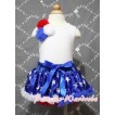 White Baby Pettitop & Bunch of Red White Blue Rosettes with Patriotic America Star Baby Pettiskirt NG381 