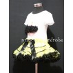 Yellow Black Trim Pettiskirt With White Birthday Cake Short Sleeves Top with Black Rosettes SC48 