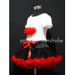 Black and Red Pettiskirt With White Birthday Cake Short Sleeves Top with Red Rosettes SC61 
