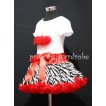 Red Zebra Pettiskirt With White Birthday Cake Short Sleeves Top with Red Rosettes SC67 