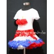 Red White Blue Mix Pettiskirt With White Birthday Cake Short Sleeves Top with Red Rosettes SC69 