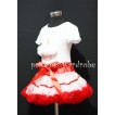 Red White Trim Pettiskirt With White Birthday Cake Short Sleeves Top with White Rosettes SC75 