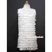 White Rosettes Petal Pearl Elegant Wedding Party Dress PD036 
