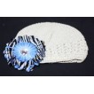 Crochet Beanie Hat with Blue Zebra Crystal Daisy Flower pettiskirt Tutu P000254 