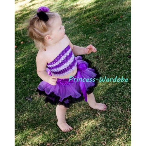 Purple Pink Crochet Tube Top with Dark Purple Black Baby Pettiskirt CT96 