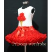 Red Pettiskirt With Red Ice Cream White Tank Top MS102 