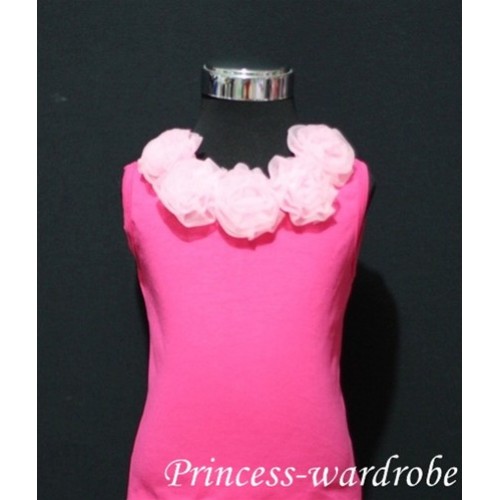 Hot pink Tank Tops with Light Pink Rosettes tr10 