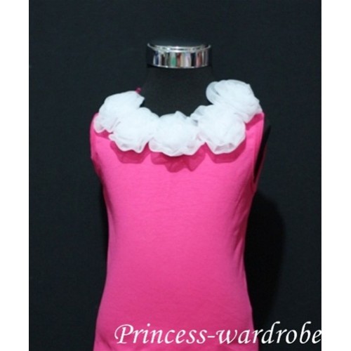 Hot Pink Tank Tops with White Rosettes tr11 