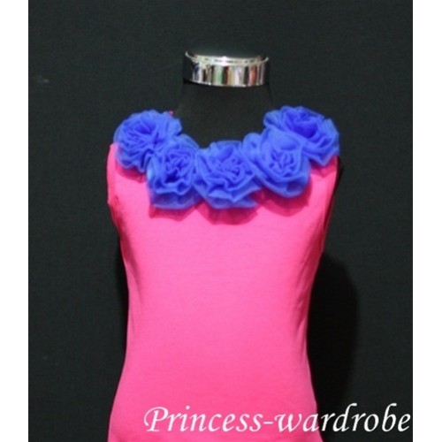 Hot Pink Tank Tops with Royal Blue Rosettes tr13 