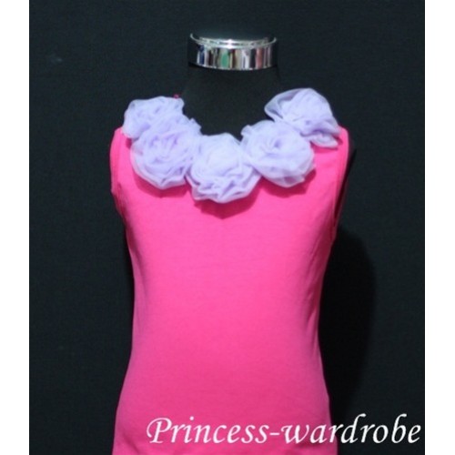 Hot pink Tank Tops with Light Purple Rosettes tr15 