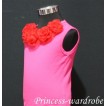 Hot pink Tank Tops with Red Rosettes tr19 
