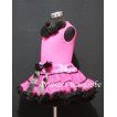 Hot Pink Black Trim Pettiskirt with matching Hot pink Tank Tops with Black Rosettes MH04 