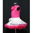 White Hot Pink Pettiskirt with matching Hot Pink Tank Tops with Hot Pink Rosettes mh14 