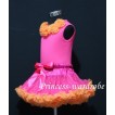 Hot Pink Orange Pettiskirt with matching Hot pink Tank Tops with orange Rosettes mh23 