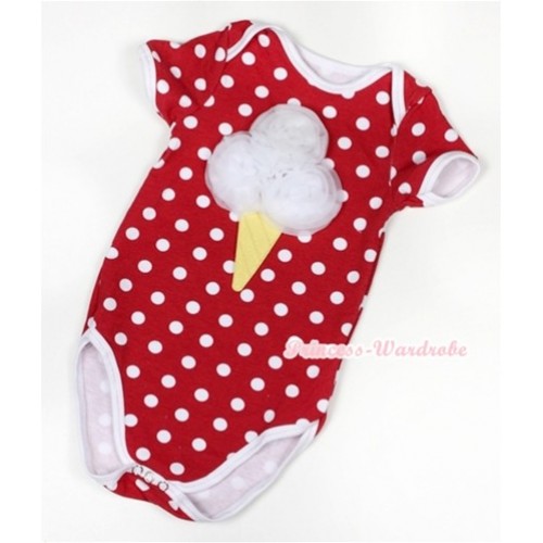 Minnie Polka Dots Baby Jumpsuit with White Rosettes Ice Cream Print TH344 