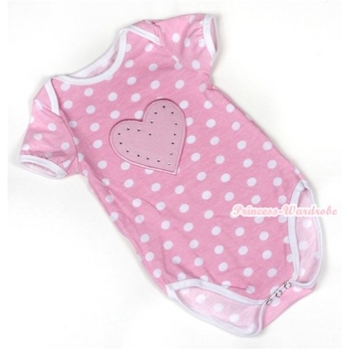 Light Pink White Polka Dots Baby Jumpsuit with Light Pink Heart Print TH351 
